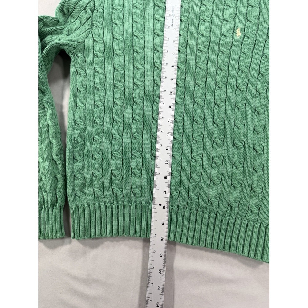 Ralph Lauren Women's Green Cable-Knit Crew Neck Long Sleeve Cotton Sweater S - Picture 5 of 7